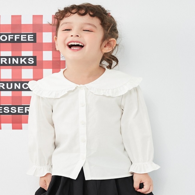 (3-7 tuổi) Áo sơ mi cổ sen bé gái hãng BALABALA 21023200204