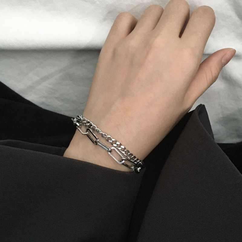 Vòng Tay Kim Loại Thiết Kế Đơn Giản Phong Cách Hip-Hop Độc Đáo