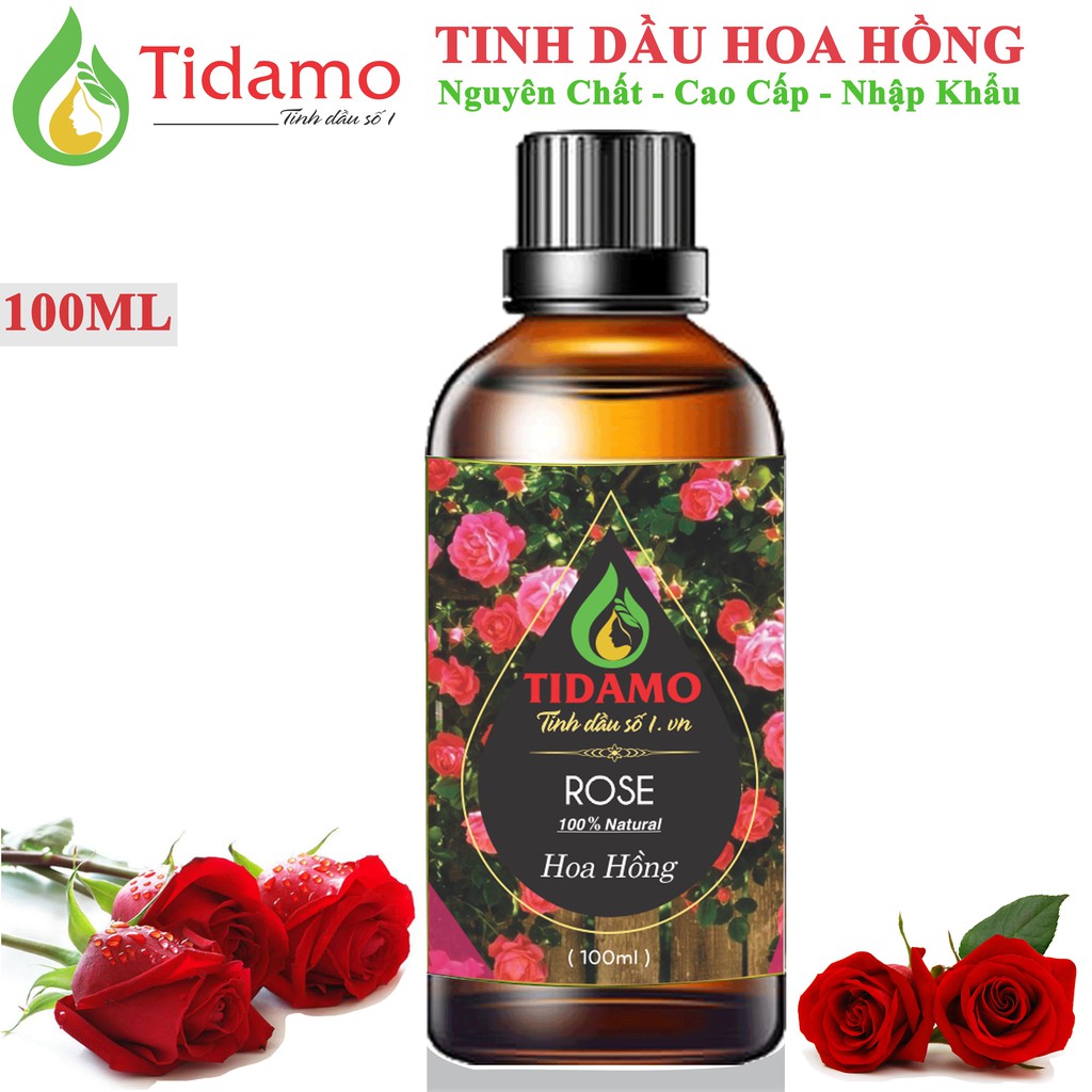 TINH DẦU HOA HỒNG 100ML Nguyên Chất Nhập Khẩu - Tinh dầu Hoa Hồng TIDAMO Cao Cấp Giúp Làm Đẹp và Bảo Vệ Sức Khỏe