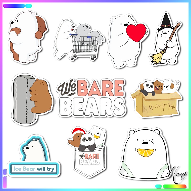 Sticker We Bare Bears - Sticker 3 Chú Gấu dễ thương