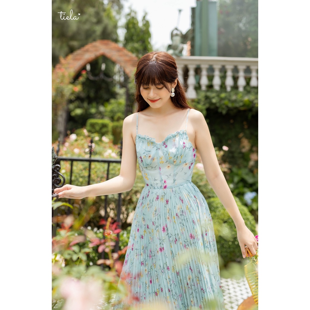 TIELA Đầm váy hoa dập ly bèo ngực - Fae Dress