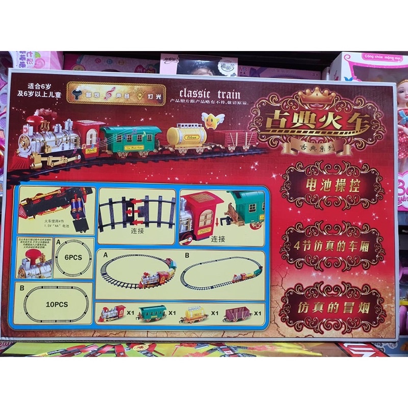 ĐỒ CHƠI ĐOÀN TÀU HOẢ ĐƯỜNG RAY CÓ NHẠC,ĐÈN,ỐNG KHÓI