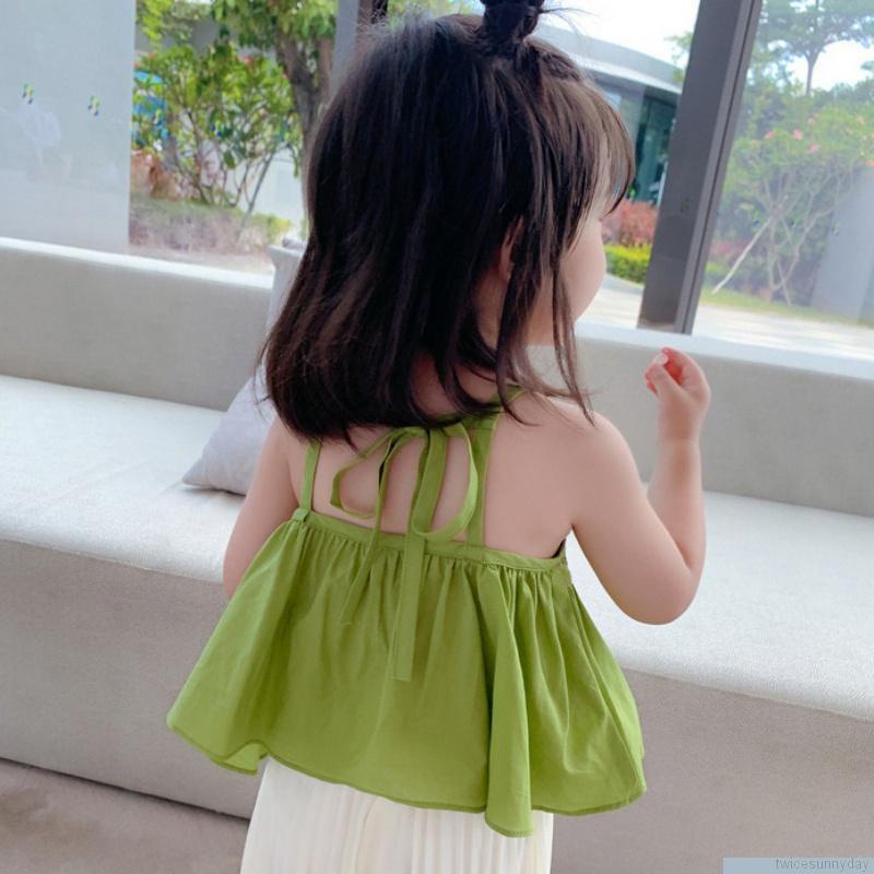 Áo croptop hai dây mềm mại màu trơn thời trang mùa hè cho bé gái