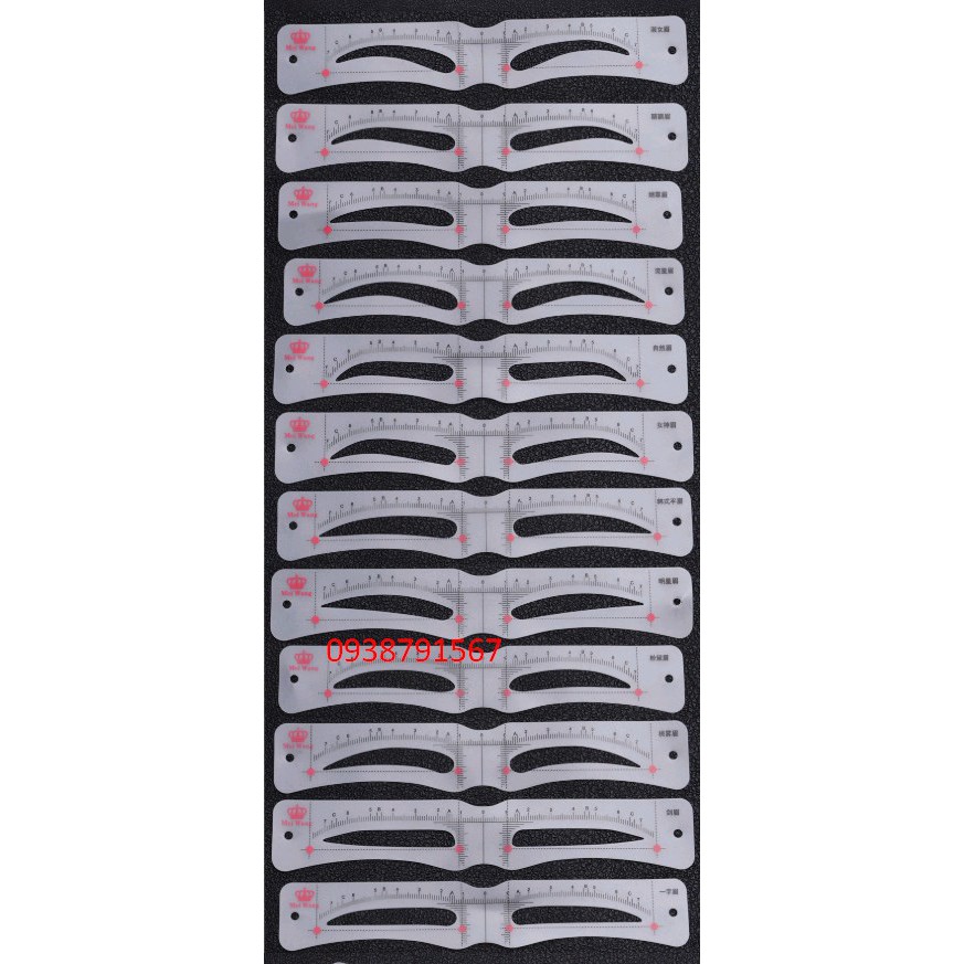 Set 12 khuôn vẽ lông mày - khuôn mày nhựa dẻo mềm dễ sử dụng - khung vẽ chân mày