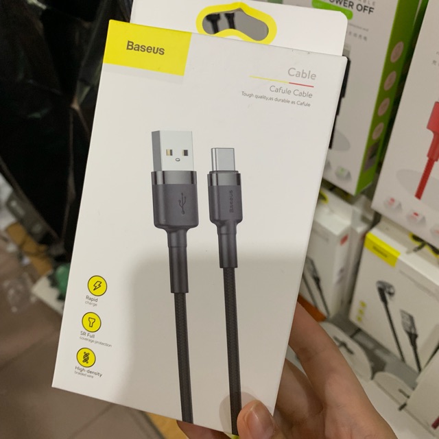 Cáp sạc nhanh type C dây dù 3A chính hãng Báeus 1m 2m