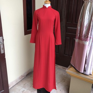 Áo Dài Truyền Thống Trơn - Áo Dài May Sẵn Màu Đỏ