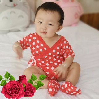 Set (áo+vớ) yukata chấm bi đỏ cho bé từ 4-12kg