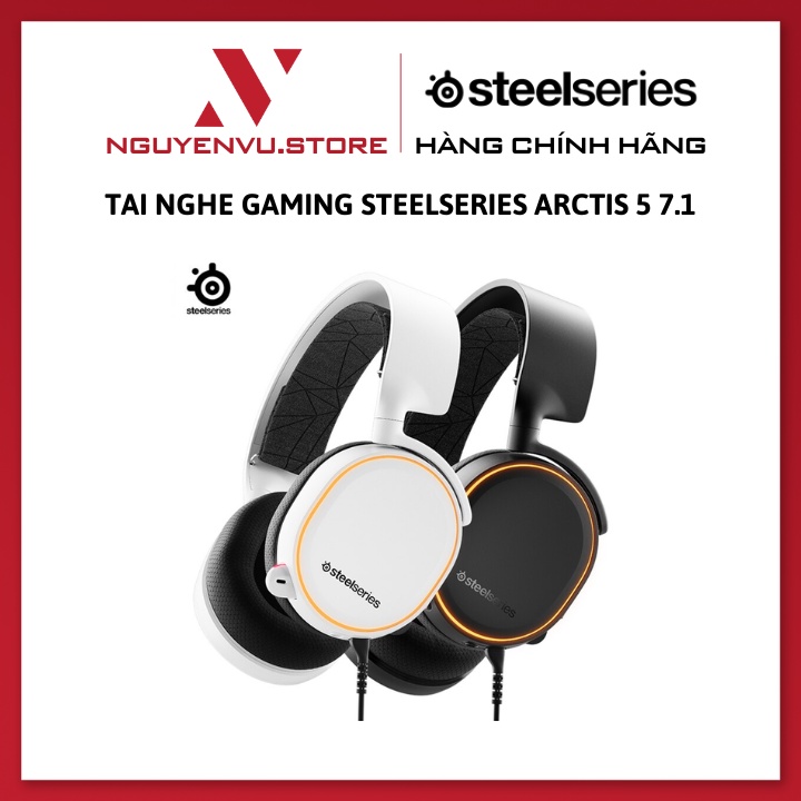 Tai nghe Gaming SteelSeries Arctis 5 Black and White - Hàng Chính Hãng thumbnail