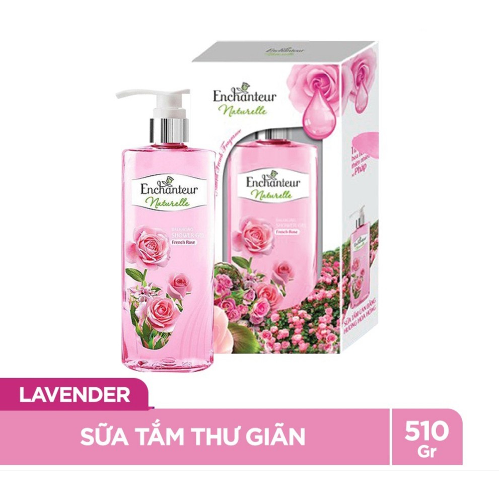 (Hộp Quà)-Sữa tắm thư giãn Enchanteur Naturelle Rose/Lavender 510g