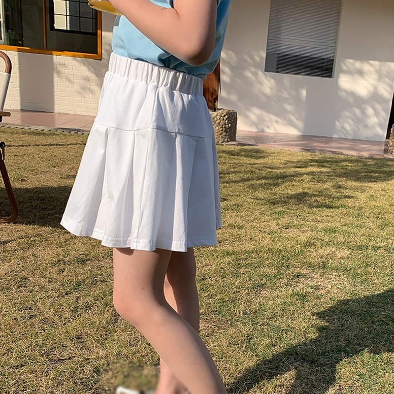 Chân Váy Ngắn Xếp Ly Vải Cotton Màu Xanh Navy Thời Trang Mùa Hè Phong Cách Hàn Quốc Dành Cho Bé Gái