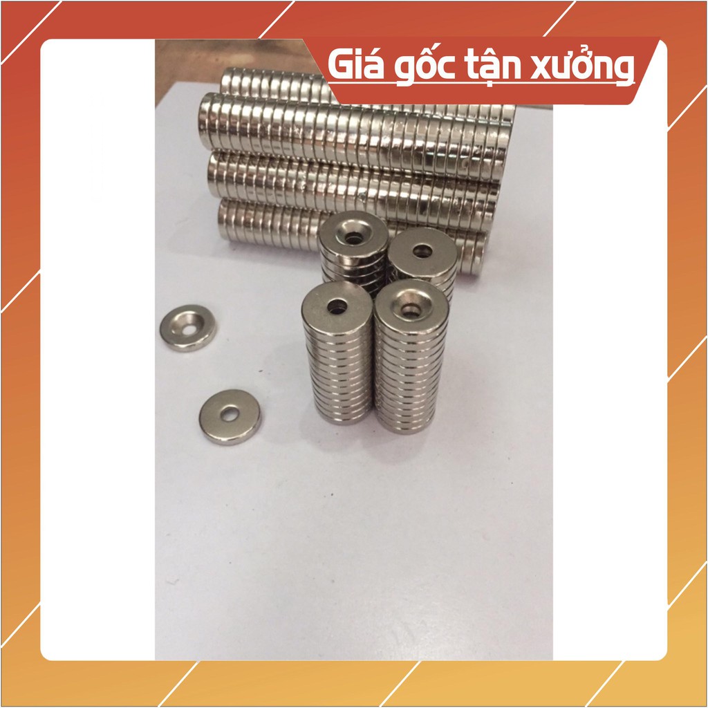 [Xả Kho] Nam châm viên đất hiếm 20x4 lỗ 5mm, loại nam châm có lỗ bắt vít.
