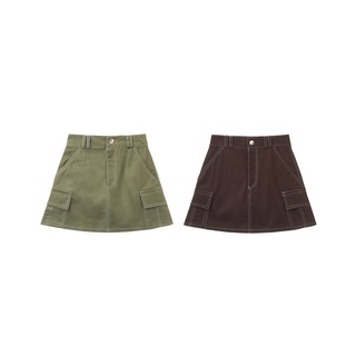 Chân váy kaki túi hộp pradies cargo mini skirt