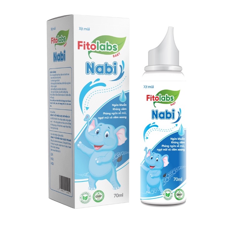 Dung dịch xịt mũi thảo dược Fitolabs Nabi giảm ngạt mũi,làm thông thoáng sạch mũi cho bé.Suckhoechomoinha