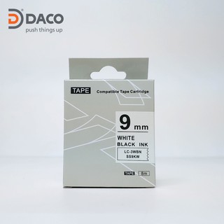 Nhãn in SS9KW sử dụng cho máy in Tepra và Espon chữ đen nền trắng 9mm x 8m