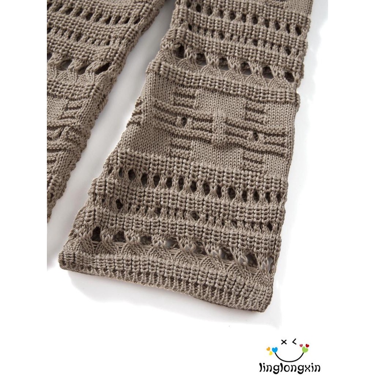 Áo Dệt Kim Tay Dài Cổ Tròn Thắt Dây Chéo Màu Trơn Phong Cách Vintage Dành Cho Nữ Linglongxi2-Y2K