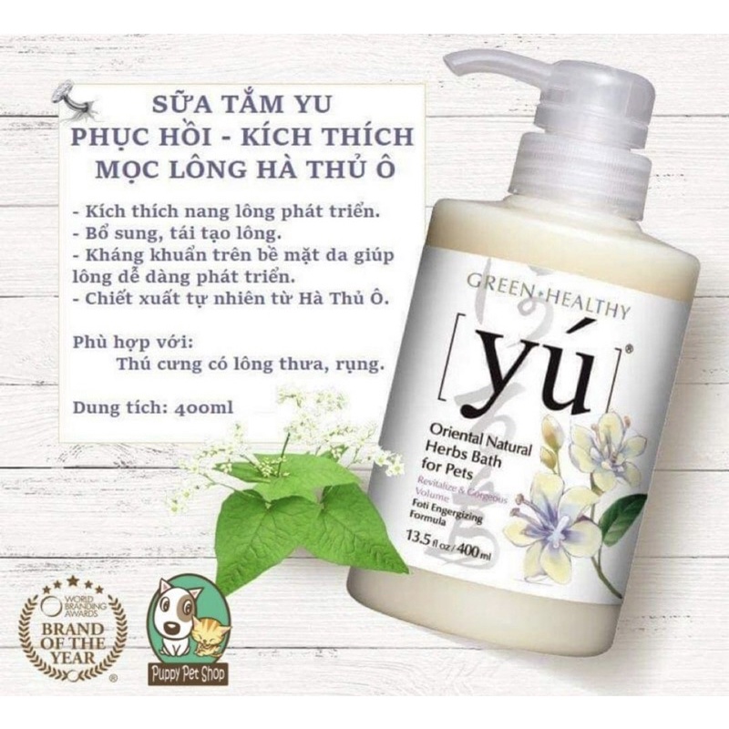 [ 400ml zin ] Sữa tắm Yú cao cấp cho chó mèo