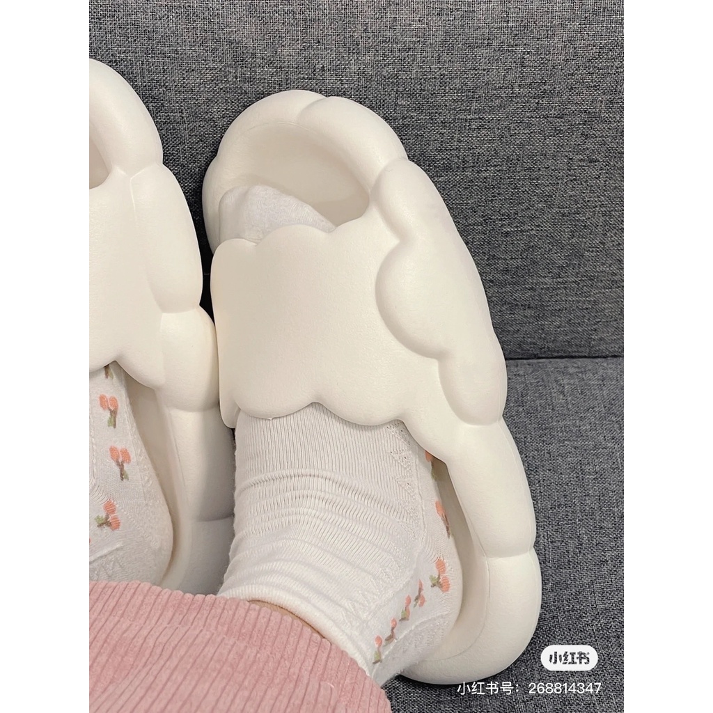 Dép bánh mì đế cao hình đám mây đáng yêu màu trắng