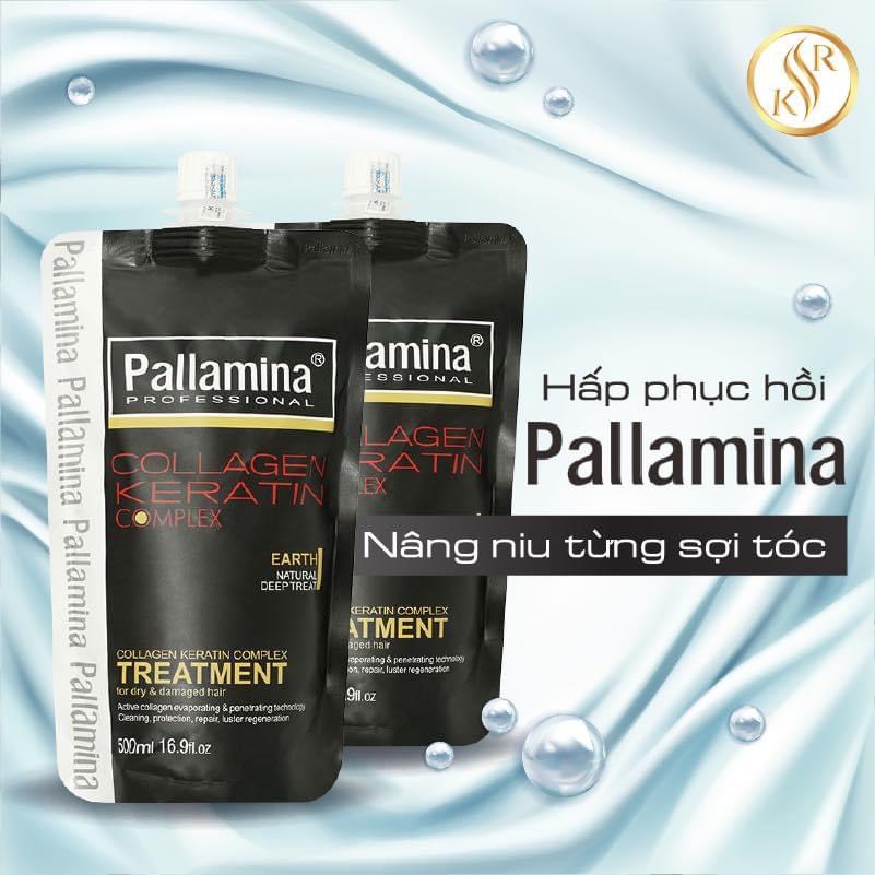 Kem ủ tóc hấp tóc colagen keratin Pallamina phục hồi tái tạo cấu trúc tóc siêu mềm mượt 500ml