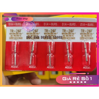 mũi khoan kim cương MANI nhật bản dùng trong nha khoa- vỉ 5 mũi khoan- được các nha sĩ toàn thế giới tin dùng