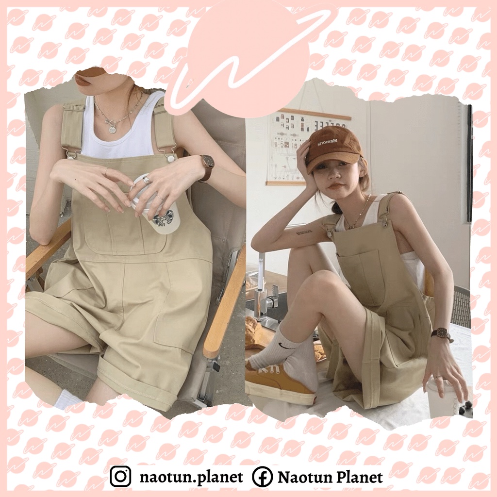 KhaLik Overall - Yếm Đùi (Có Sẵn) Màu Be Hợp Thời Trang Dành Cho Nữ Cực Xinh - Naotun Planet | BigBuy360 - bigbuy360.vn