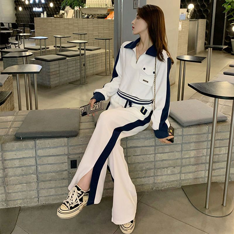 Bộ Đồ Thể Thao Hai Mảnh Dáng Rộng Thêu Họa Tiết Phong Cách Hàn Quốc Thời Trang Mùa Thu 2022 Dành Cho Bạn Nữ