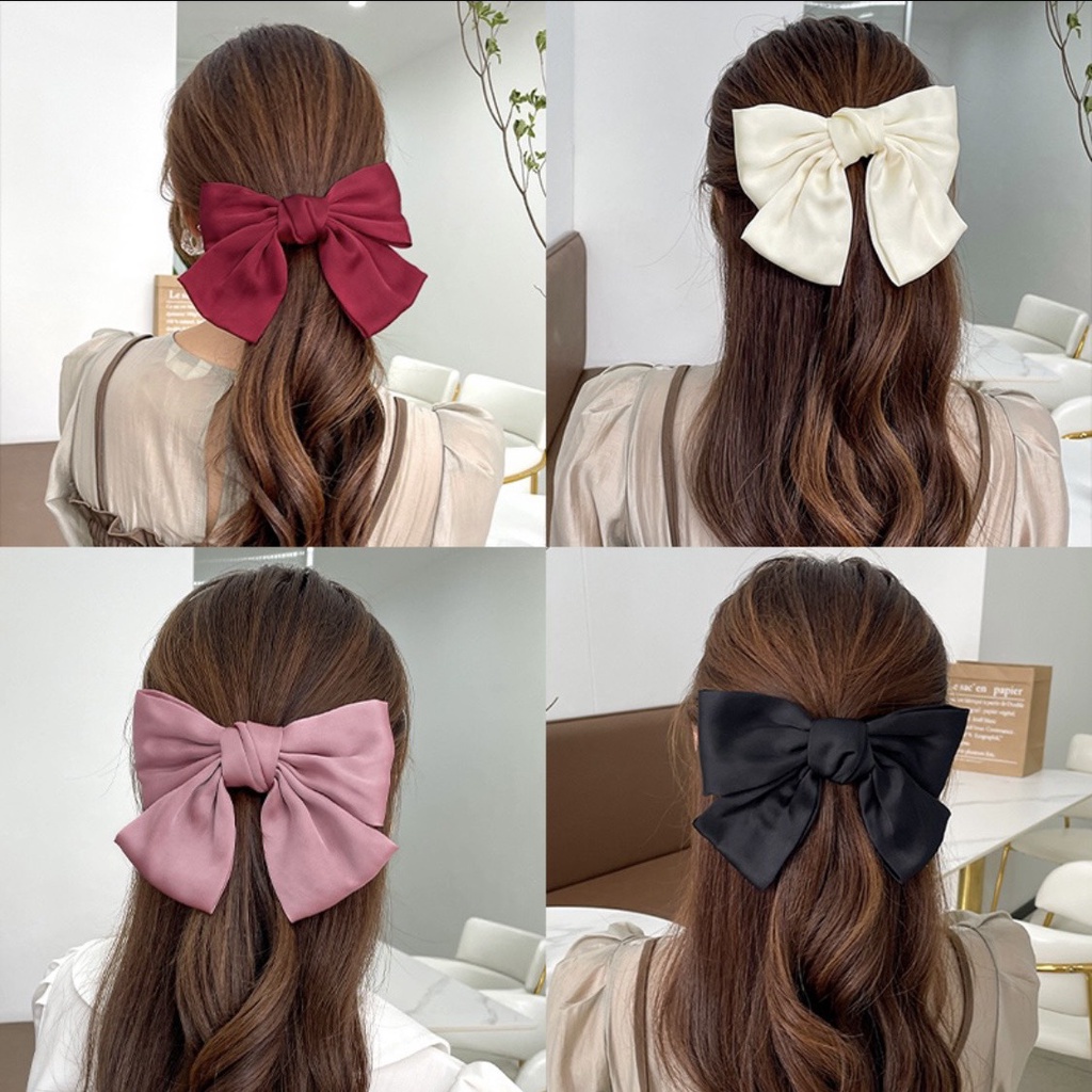 Cột tóc kẹp tóc tiểu thư nơ to vải satin lụa xinh xắn nhiều màu cho bạn nữ PK064