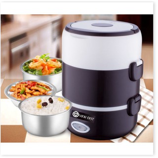 Hộp cơm hâm nóng cắm điện inox 3 tầng