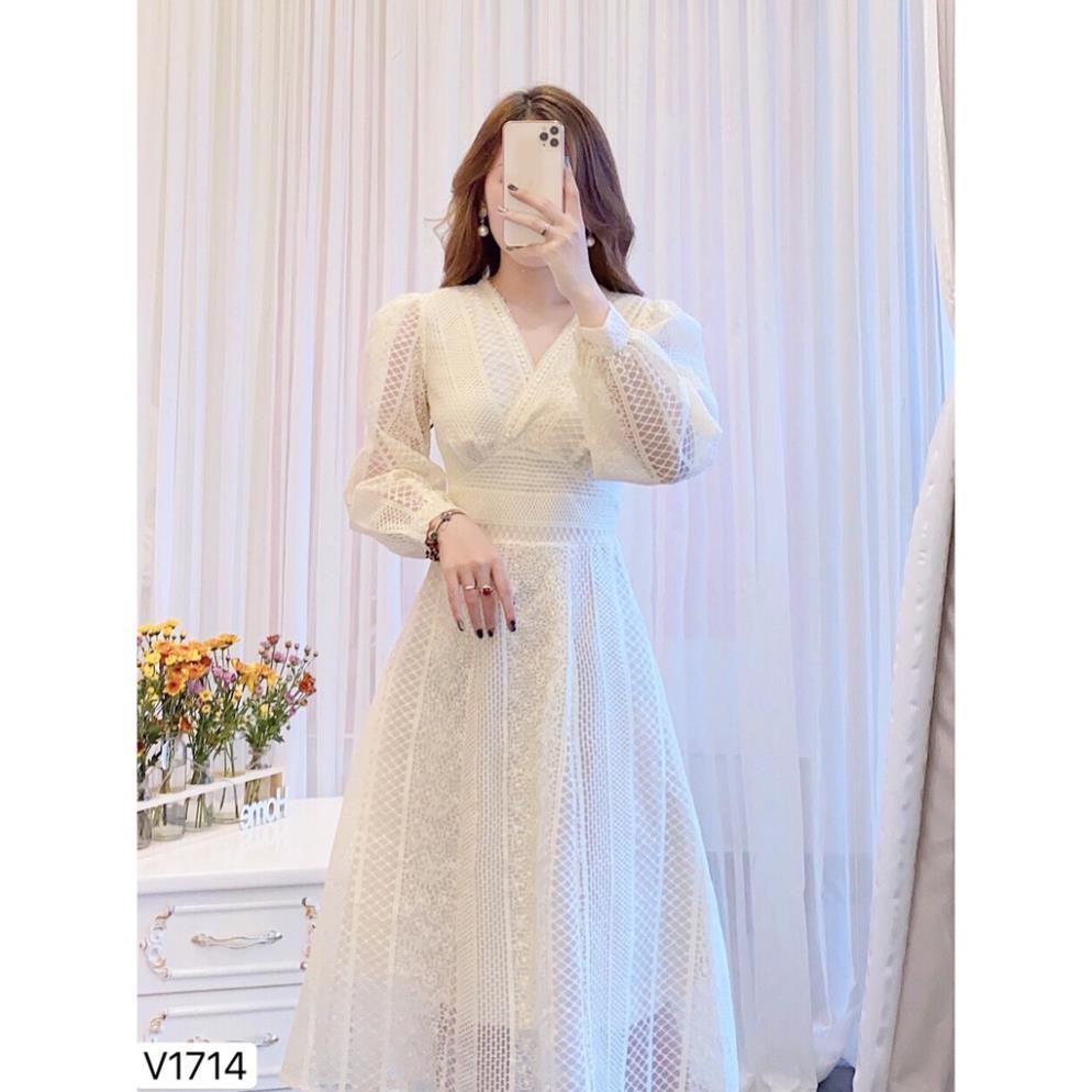 [VÁY ĐI TIỆC CAO CẤP] Váy ren nữ xòe trắng kem - váy ren thiết kế | BigBuy360 - bigbuy360.vn
