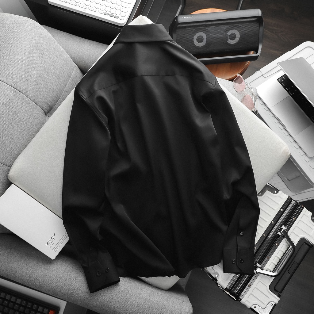 Áo Sơ Mi Nam Black White Base , Chất Vải Cotton Blend Thoải Mái , SM006100 ,SOMEHOW