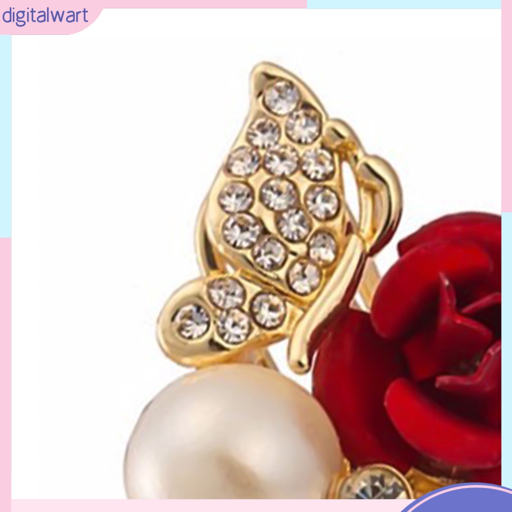 Bông tai hoa hồng đính hạt ngọc trai sang trọng cá tính dành cho nữ