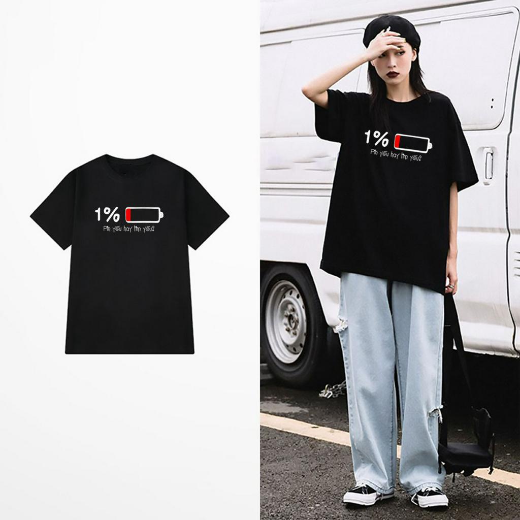 Áo thun unisex pin yếu hay tim yếu form rộng vải dày mịn 2019T9