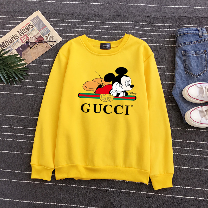 DISNEY Áo Sweater Cổ Tròn Tay Dài Dáng Rộng In Hình Chuột Mickey Thời Trang Cho Cặp Đôi Có 8 Màu Size S-3XL