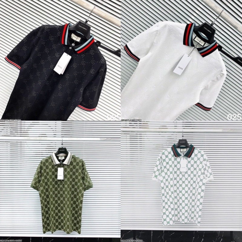 áo polo Gucci , áo cổ bẻ nam vân chìm cổ sọc