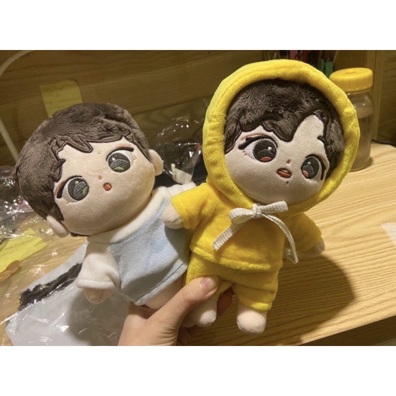 Bộ đồ trắng phối xanh cho doll 15cm 20cm
