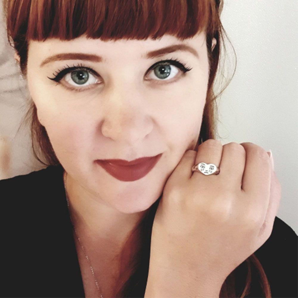 Nhẫn BERNARDO Hình Trái Tim Sáng Tạo Có Thể Điều Chỉnh Phong Cách Hàn Quốc