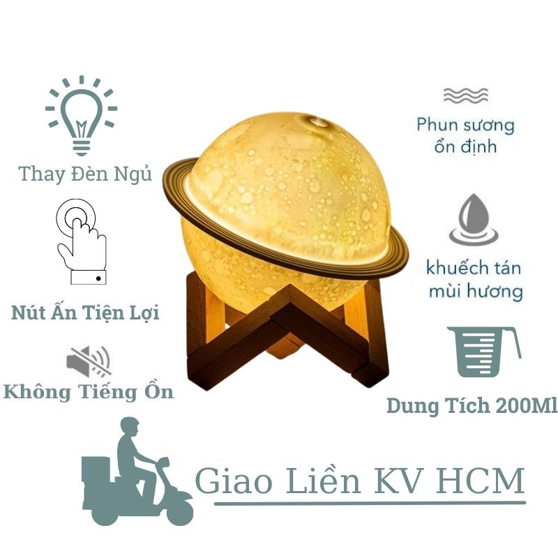 Đèn Phun Sương Khuếch Tán Xông Phòng Hình Mặt Trăng Toả Hương Thơm Phòng Tạo Ẩm Làm Mát Không Khí Khử Mùi Khử Khuẩn