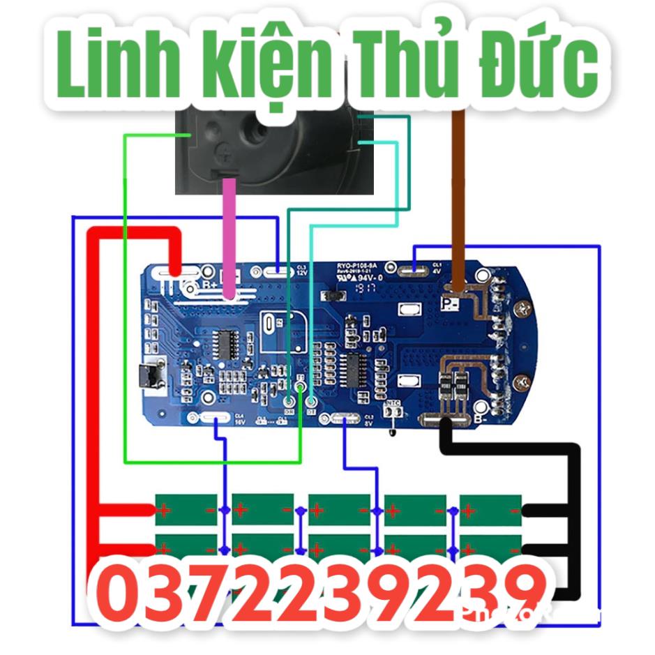 Lktd BN. Vỏ mạch cao cấp Ryobi 18V 9AH 5S-3P, mạch nhận sạc zin.