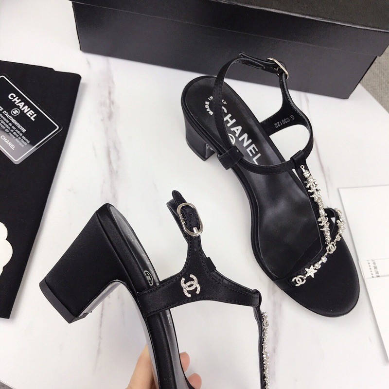 Dép đế cao dây đính đá nhỏ dây khoá tuỳ chỉnh 𝘾𝙝𝙖𝙣𝙚𝙡 CN 𝘾𝙝𝙖𝙣𝙚𝙡