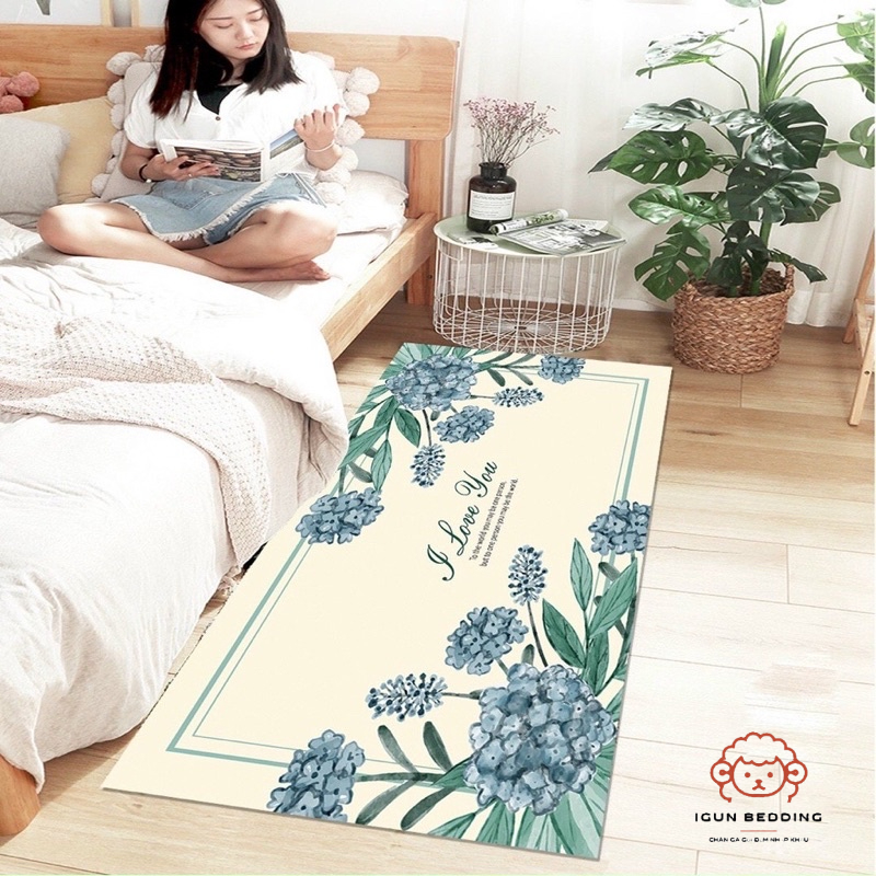 Thảm 3D trải sàn đầu giường IGUN BEDDING trang trí chống trượt dùng phòng khách/ngủ 60x120cm