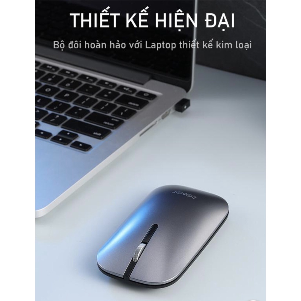 Chuột Quang Không Dây Tĩnh Âm Khoảng Cách Tín Hiệu 10m Độ Phân Giải 1600DPI Bảo Hành Chính Hãng