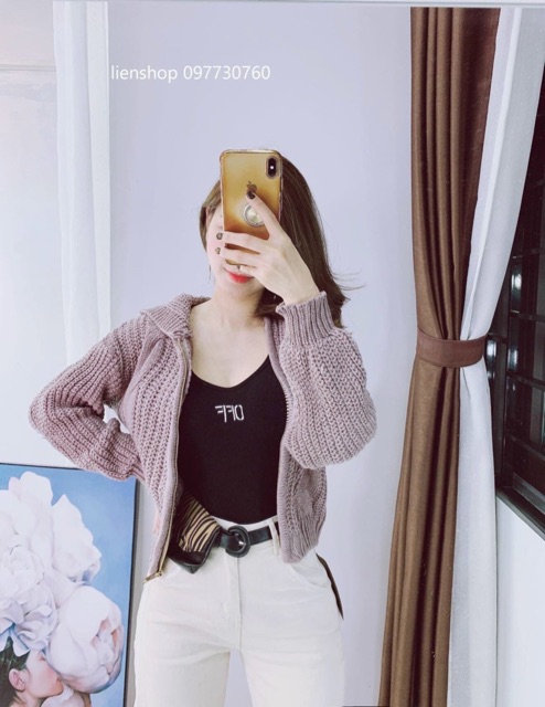 [Mã FAMARAL1 giảm 10K đơn 50K] Áo len khoá mũ hàng quảng châu