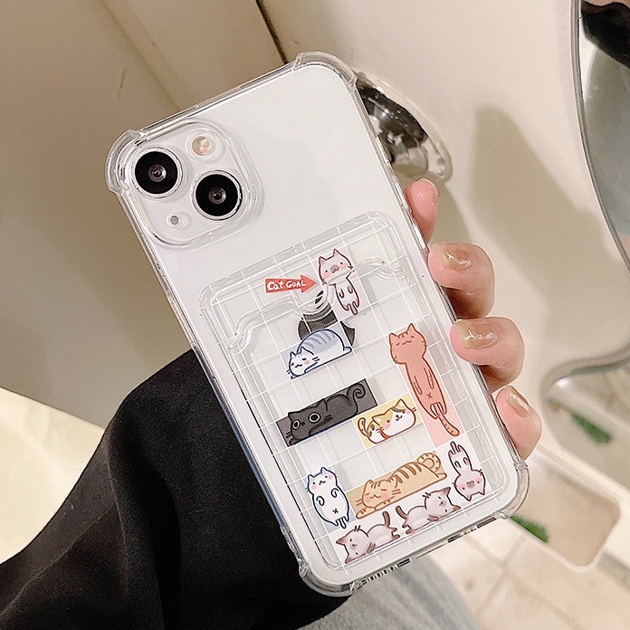 Ốp lưng IPhone trong túi đựng thẻ ảnh mèo lười 6/6s/6plus/6splus/7/7plus/8/8plus/xs/11/12/13/14/pro/max/plus/promax TT12