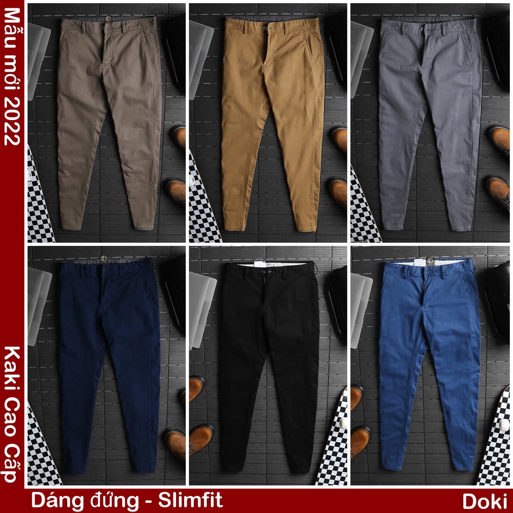 Quần Kaki Nam Cá sấu xanh Cao Cấp Chất vải xịn Hãng co giãn nhẹ Trẻ Trung Thời Trang - Doki