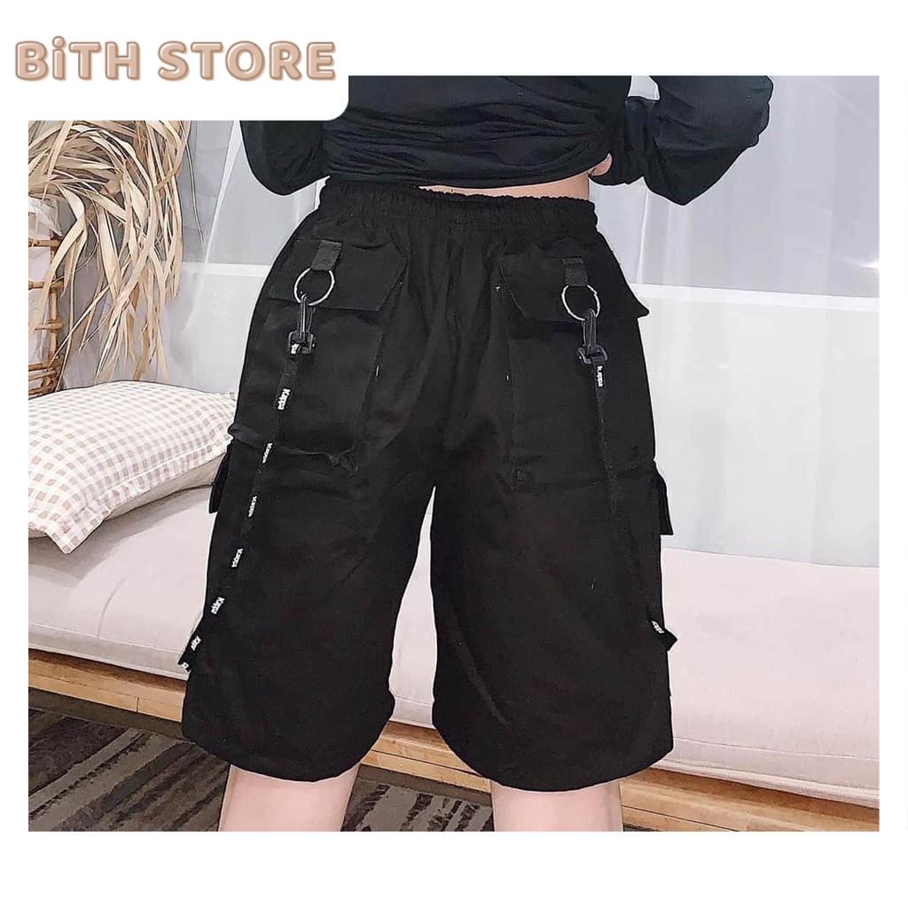Quần Lửng Ống Rộng Túi Hộp Chất Kaki