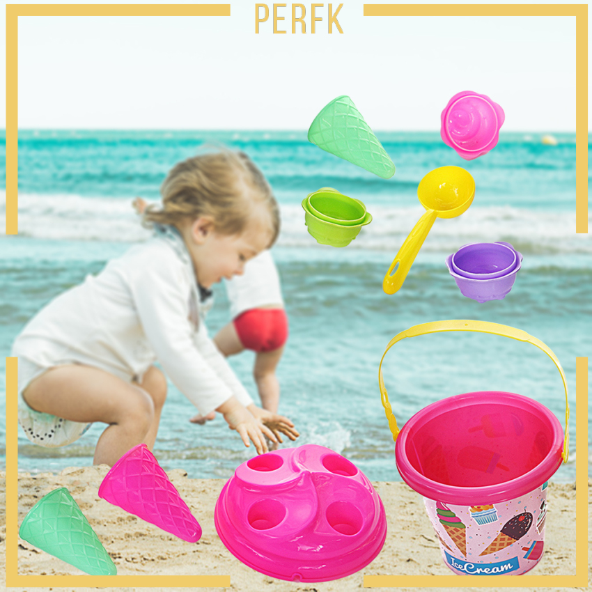 Đồ chơi xô cát đi biển mùa hè + khuôn làm que kem vui nhộn dành cho sân vườn/ngoài trời