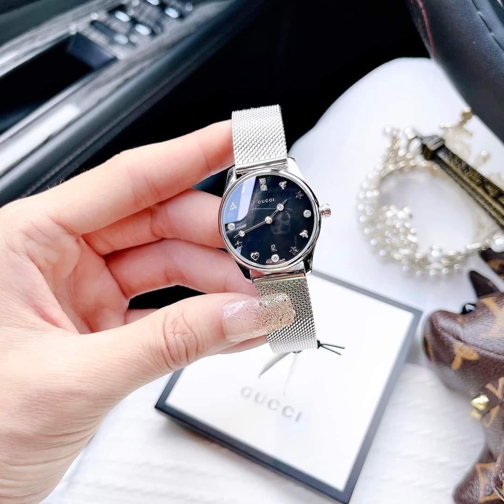 Đồng Hồ Nữ Gucci G-Timeless Quartz Diamond Black YA1265001