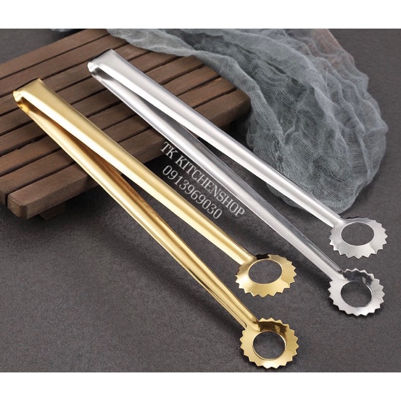 Kẹp gắp đồ ăn bằng inox hình bông tuyết dài 31cm, hai màu sang trọng, chuyên dụng cho khách sạn quán ăn bbq an toàn vstp