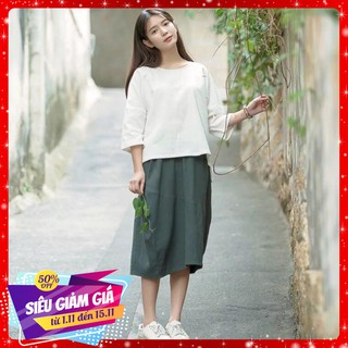 Chân váy đơn giản HMC034 NV cotton lạnh vintage