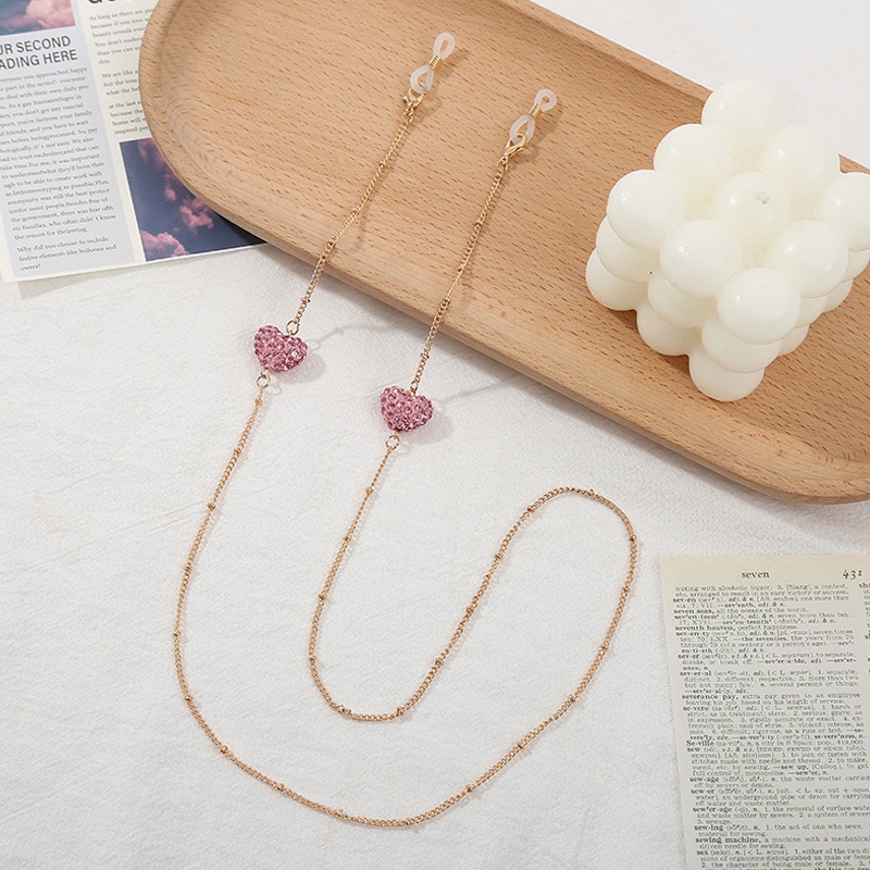 Dây đeo mắt kính chống thất lạc hình trái tim đính đá