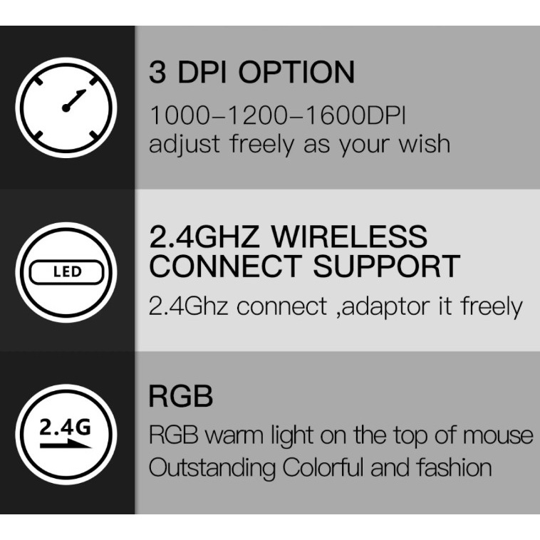 Chuột Không Dây DELUX M618C 2.4Ghz Wireless Led RGB 1600DPI